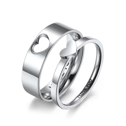 I Love You Heart Couple Ring Set