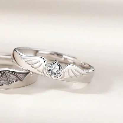 Crystal Angel Demon Wings Couple Rings