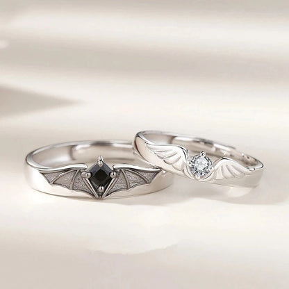 Crystal Angel Demon Wings Couple Rings