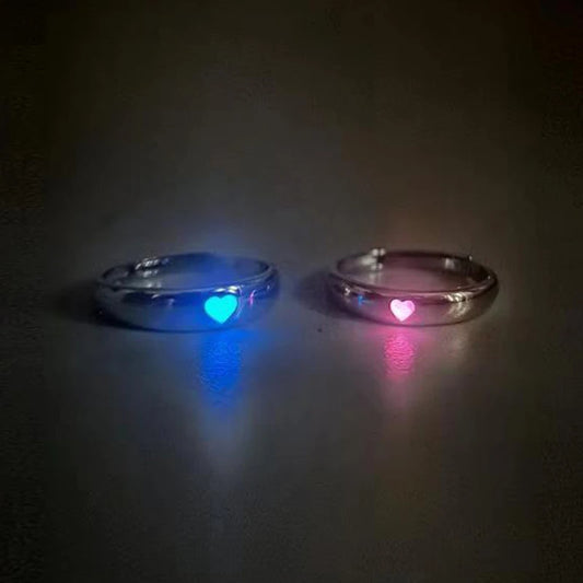 Glow In Dark Heart Luminous Couple Rings