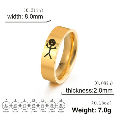 Middle Finger Stickman Funny Couple Rings