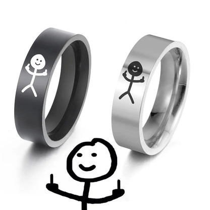 Middle Finger Stickman Funny Couple Rings