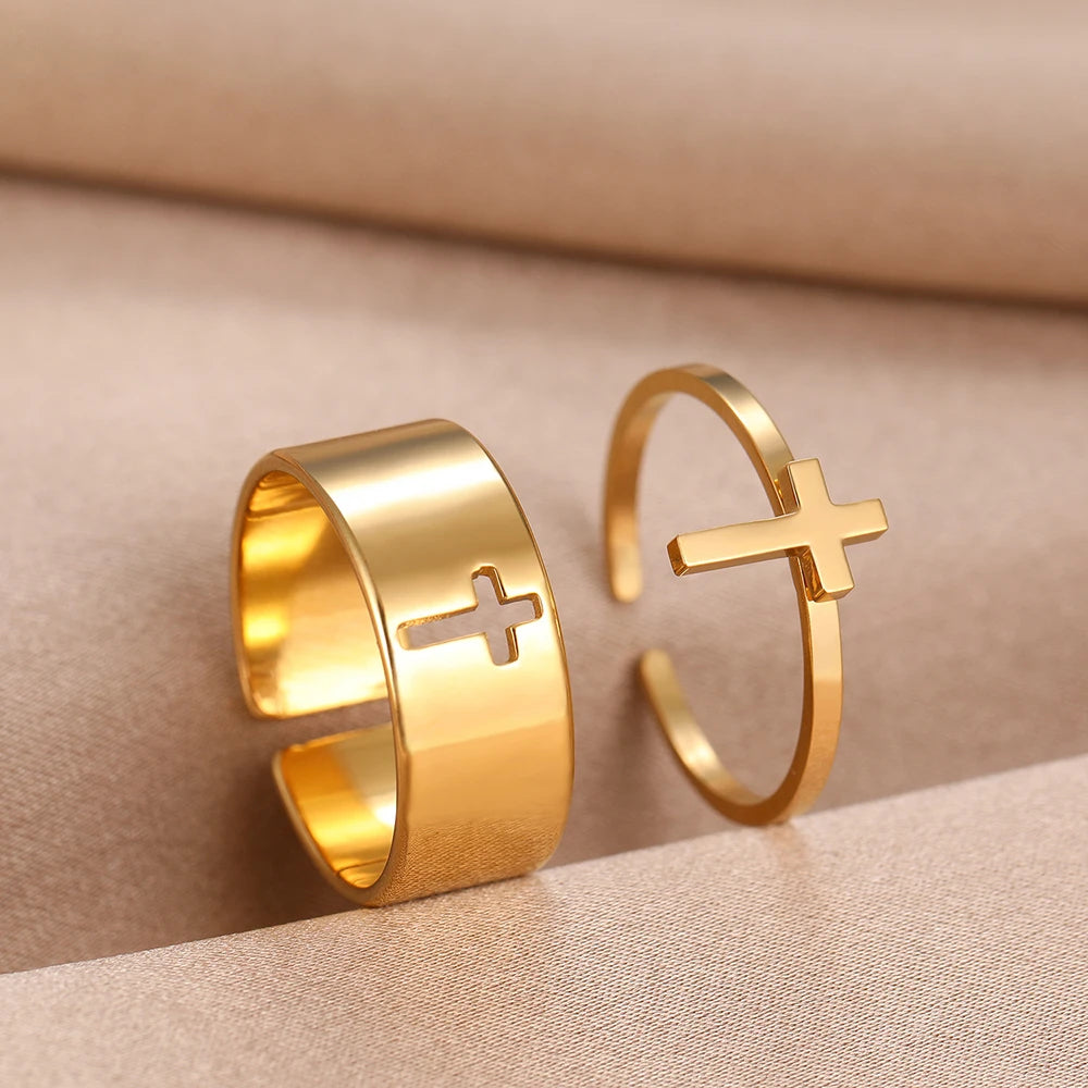 The Cross Jesus Matching Couple Rings