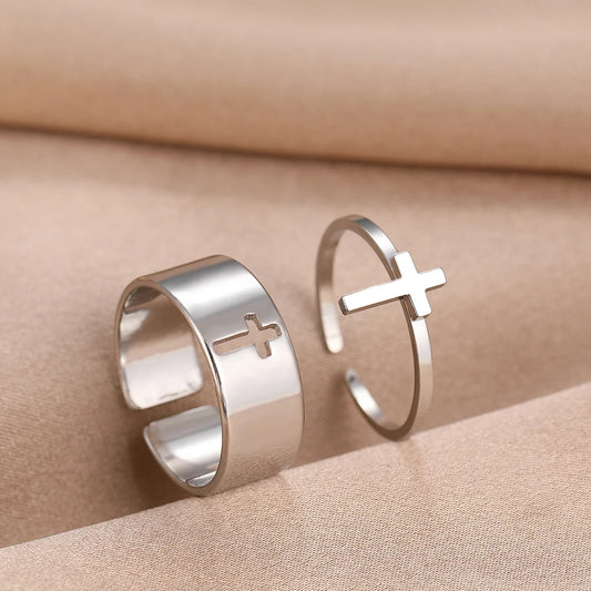 The Cross Jesus Matching Couple Rings