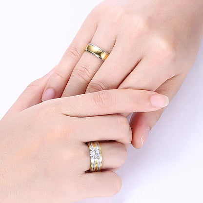 Rhinestone Gold Couple Promise Rings