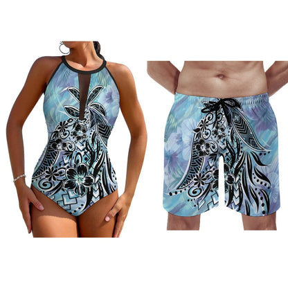 Couple Swimsuit Women's Dress Swimsuit Men's Beach Short