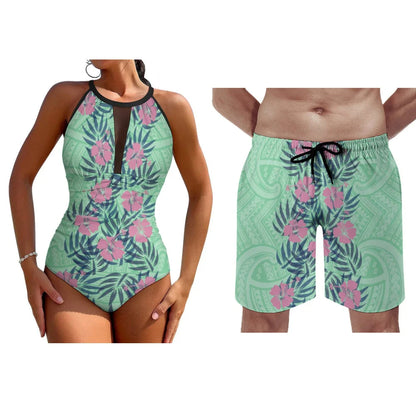 Couple Swimsuit Women's Dress Swimsuit Men's Beach Short