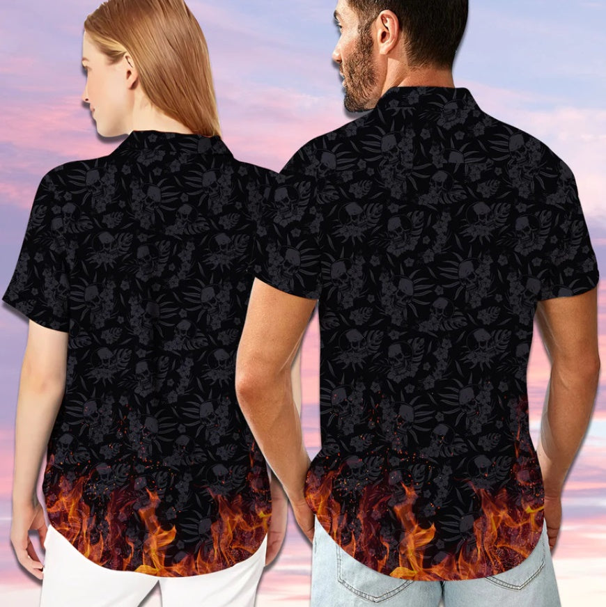 Skull Her King His Queen Couple Aloha Shirt