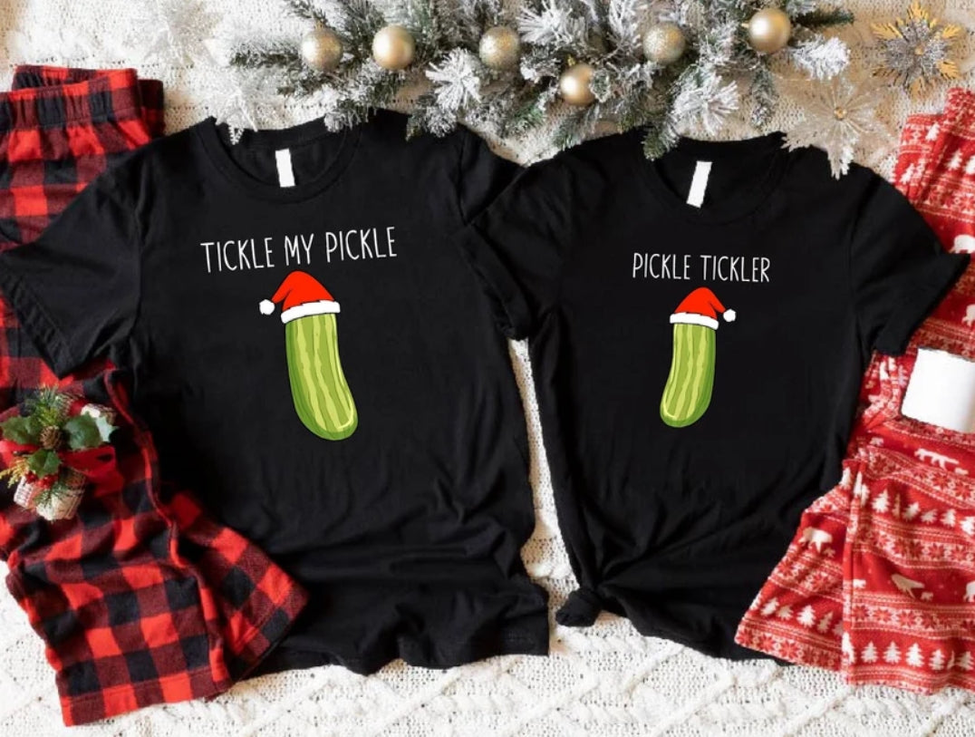 Tickle My Pickle Pickle Tickler Funny Couple Christmas Shirt