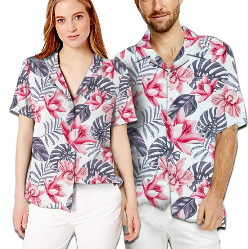 Tropical King and Queen Couple Hawaiian Shirts