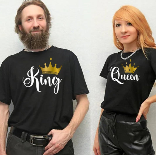 Yellow Crown King And Queen Couple Matching Shirts