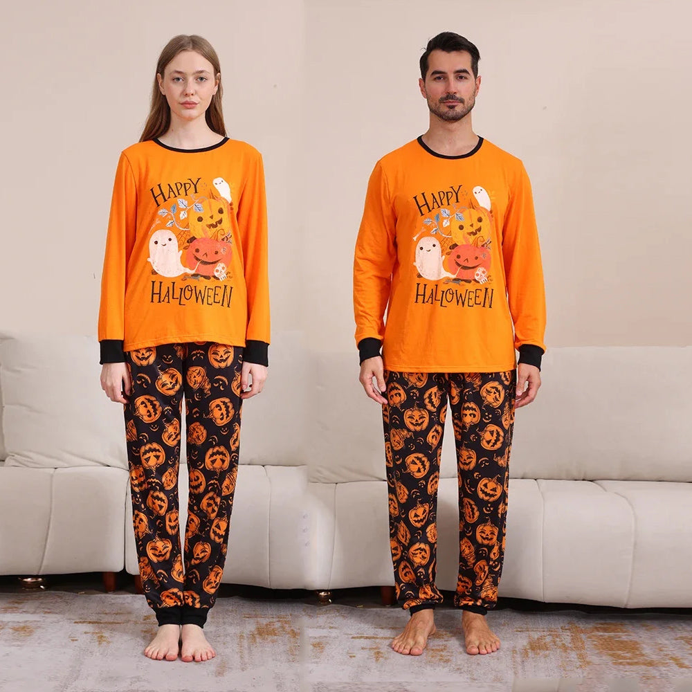 Pumpkin Happy Halloween Couple Pajamas